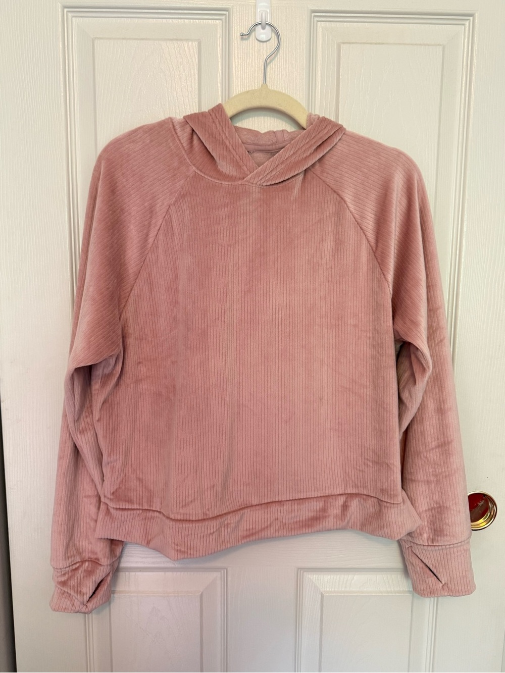 Pink Corduroy Pullover Hoodie
